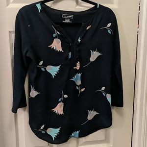 Van Heusen navy floral blouse